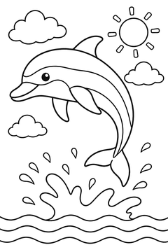 Spinner Dolphin Twirling line art