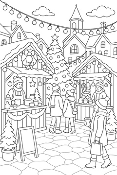 Winter Market line art