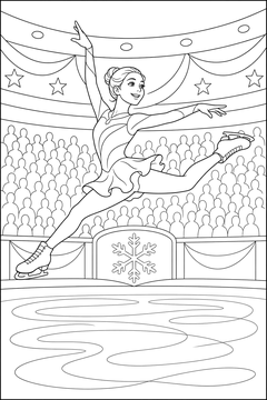 Figure-Skating Leap line art