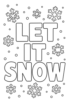 Let It Snow Snowflakes Text line art