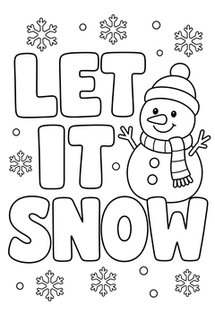 Let It Snow Snowman Text line art