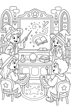 Enchanted Classroom line art