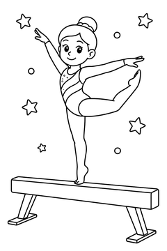 Gymnastics Balance Beam line art