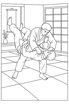 Judo Throw line art
