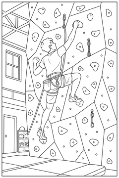 Rock-Climbing Wall line art