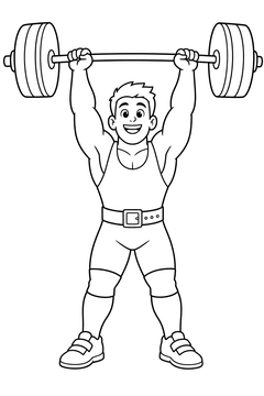 Weightlifting Barbell line art